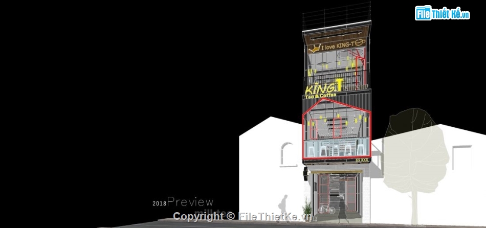 quán cafe 3 tầng,Model su quán cafe,file sketchup quán cafe 3 tầng,quán cafe 3 tầng file sketchup