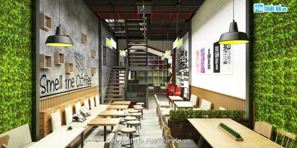 quán cafe 3 tầng,Model su quán cafe,file sketchup quán cafe 3 tầng,quán cafe 3 tầng file sketchup