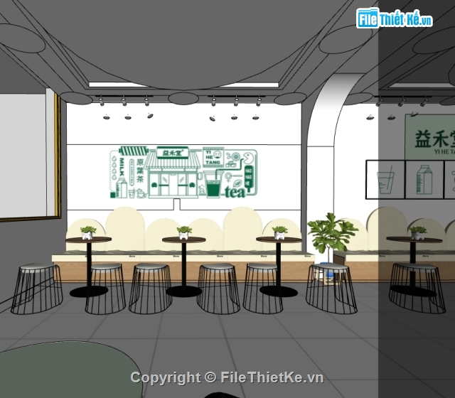 Model quán,quá trà sữa 3d,Quán trà sữa,Model quán cafe