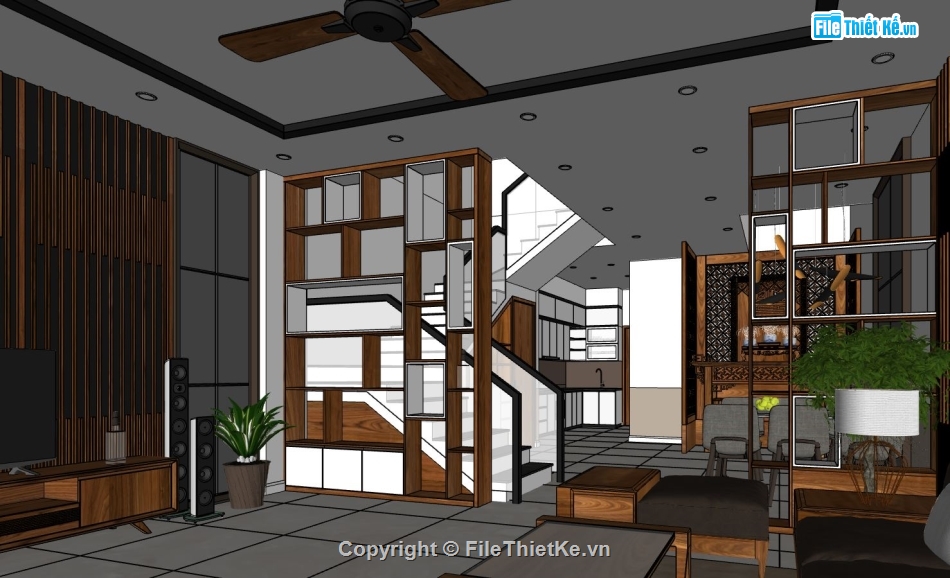 nội thất phòng khách,nội thất nhà bếp,model su khách bếp,khách bếp file sketchup