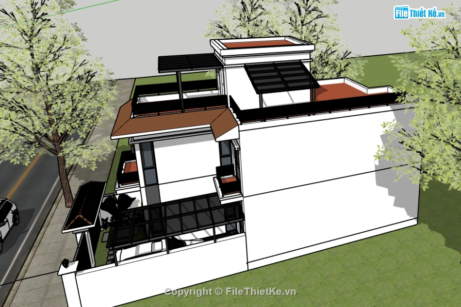 nhà phố 3 tầng file sketchup,file sketchup nhà phố 3 tầng,model su nhà phố 3 tầng,model sketchup nhà phố 3 tầng