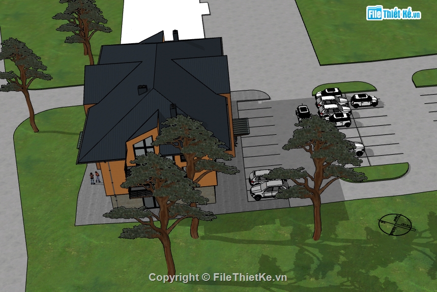 khách sạn 3 tầng dựng sketchup,3d su khách sạn 3 tầng,thiết kế khách sạn file su