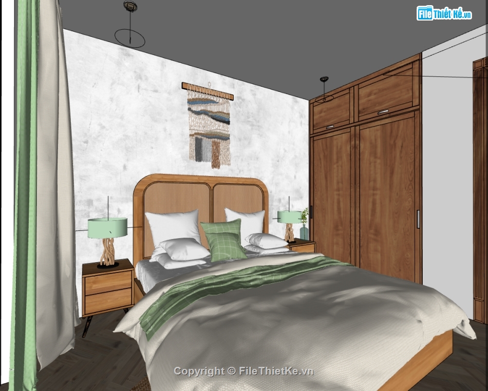 sketchup nội thất chung cư,sketchup nội thất khách bếp,sketchup nội thất phòng ngủ,sketchup nội thất hiện đại