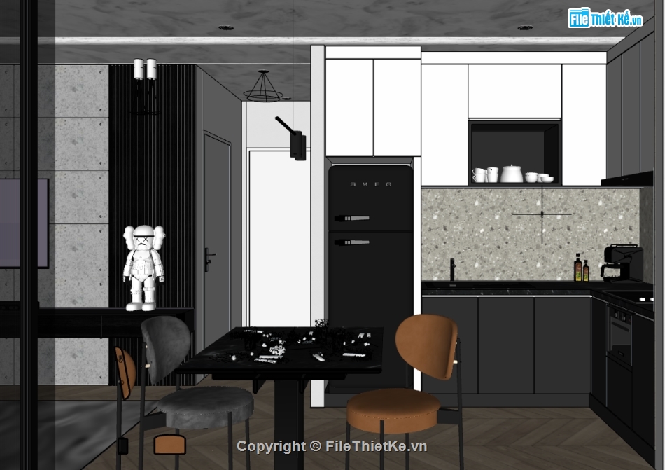 thiết kế nội thất chung cư,nội thất chung cư file sketchup,dựng model su nội thất chung cư