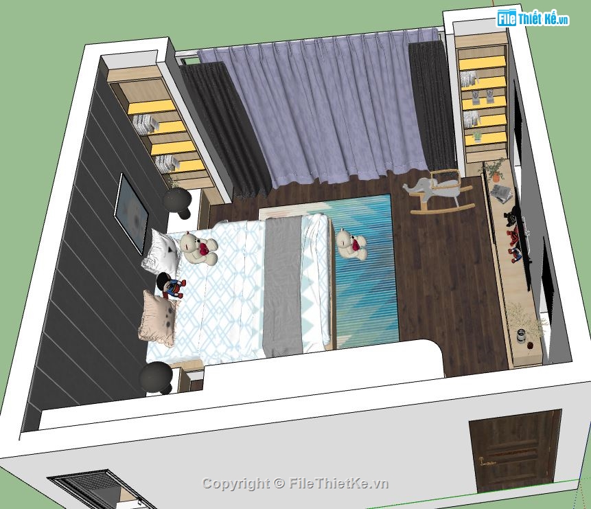 phòng ngủ sketchup,sketchup nội thất phòng ngủ,Dựng sketchup phòng ngủ,model nội thất phòng ngủ sketchup,model sketchup nội thất phòng ngủ