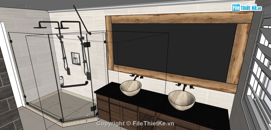 phòng hiện tắm hiện đại,model thiết kế phòng tắm,nội thất phòng tắm sketchup,mẫu phòng tắm đẹp