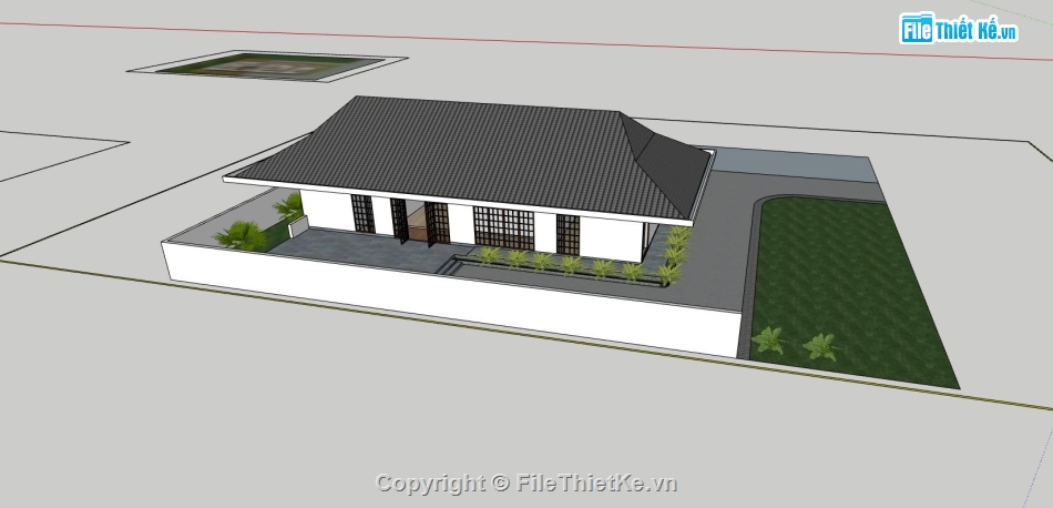 nhà cấp 4,phối cảnh nhà phố,file sketchup nhà cấp 4