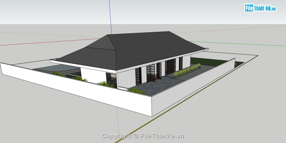 nhà cấp 4,phối cảnh nhà phố,file sketchup nhà cấp 4