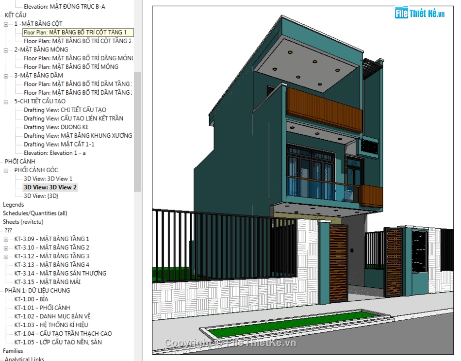 revit nhà phố 3 tầng,File revit nhà phố,Bản vẽ revit nhà phố,nhà phố 3 tầng revit