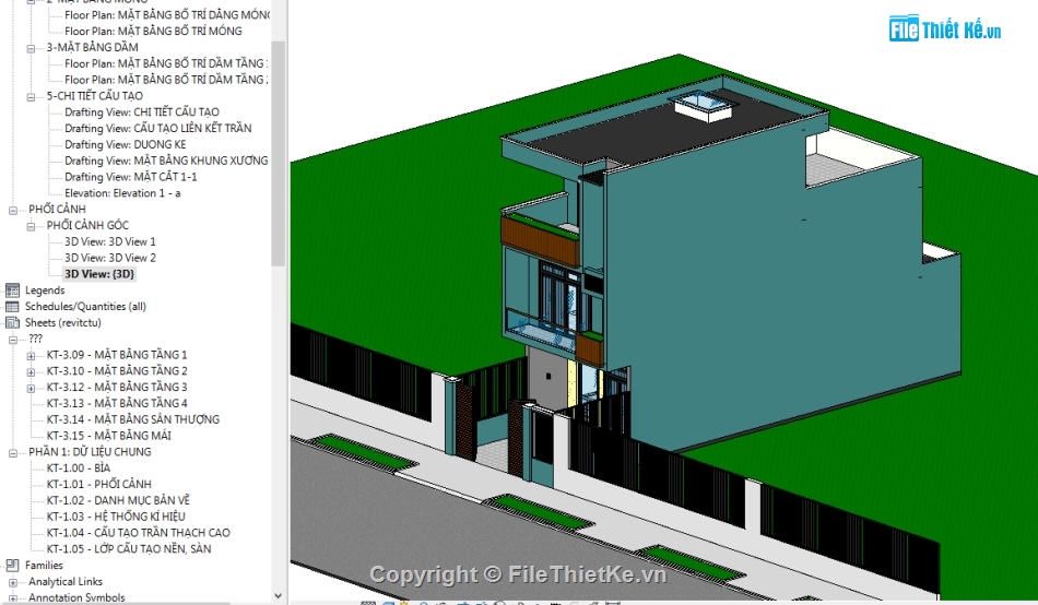 revit nhà phố 3 tầng,File revit nhà phố,Bản vẽ revit nhà phố,nhà phố 3 tầng revit