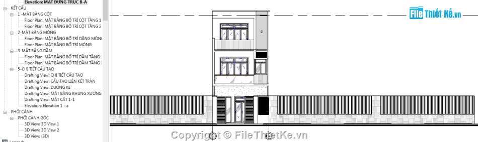 revit nhà phố 3 tầng,File revit nhà phố,Bản vẽ revit nhà phố,nhà phố 3 tầng revit