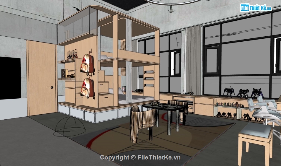 su phòng ngủ cho bé,3d phòng ngủ,file sketchup phòng ngủ đẹp