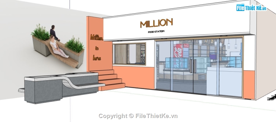 quán cafe file sketchup,sketchup quán cafe,quán cafe sketchup,model su quán cafe,file sketchup quán cafe