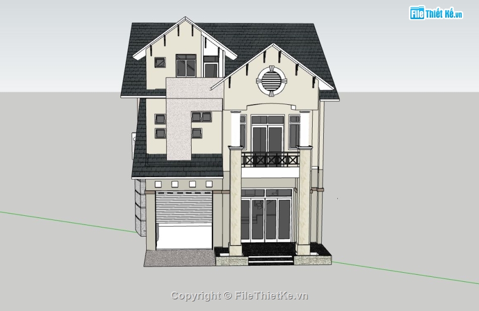 biệt thự 2 tầng,sketchup biệt thự 2 tầng,phối cảnh biệt thự 2 tầng