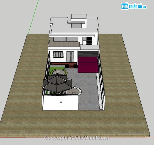 Biệt thự 2 tầng 8x25m,Model su biệt thự 2 tângFil,File sketchup biệt thư 2 tầng,Biệt thự 2 tầng file sketchup