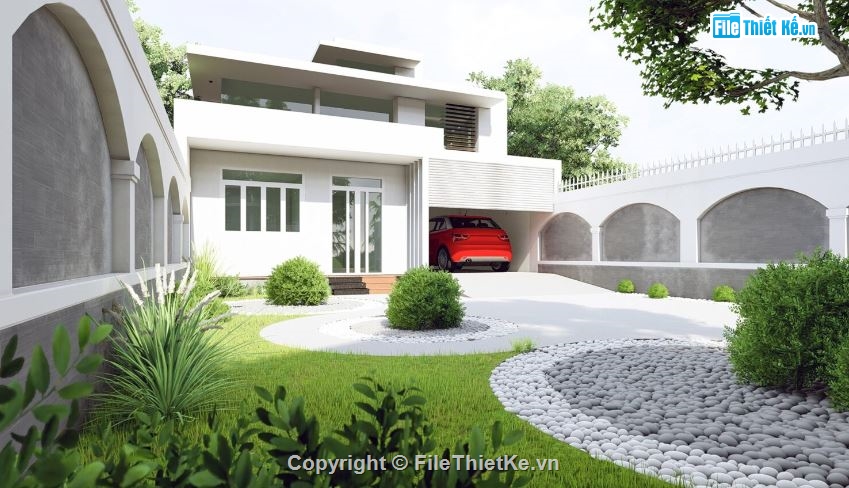 Biệt thự 2 tầng 8x25m,Model su biệt thự 2 tângFil,File sketchup biệt thư 2 tầng,Biệt thự 2 tầng file sketchup