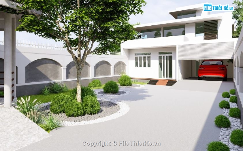 Biệt thự 2 tầng 8x25m,Model su biệt thự 2 tângFil,File sketchup biệt thư 2 tầng,Biệt thự 2 tầng file sketchup