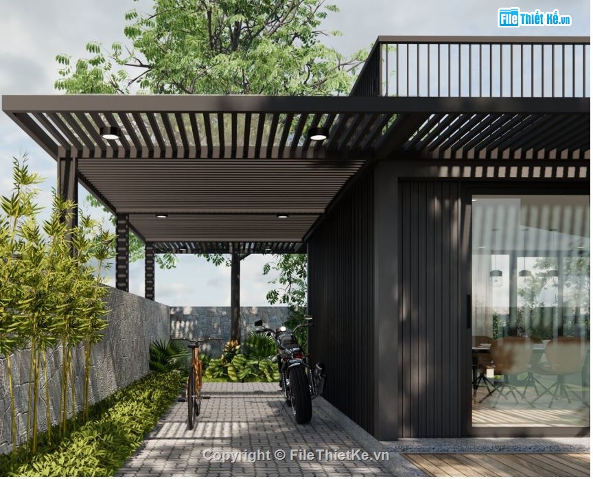 biệt thự hiện đại,biệt thự 12x12m,mẫu biệt thự sketchup,mẫu biệt thự 2 tầng,biệt thự container