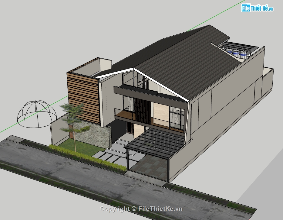 biệt thự 2 tầng hiện đại,file sketchup biệt thự 2 tầng,dựng 3d su nhà biệt thự 2 tầng