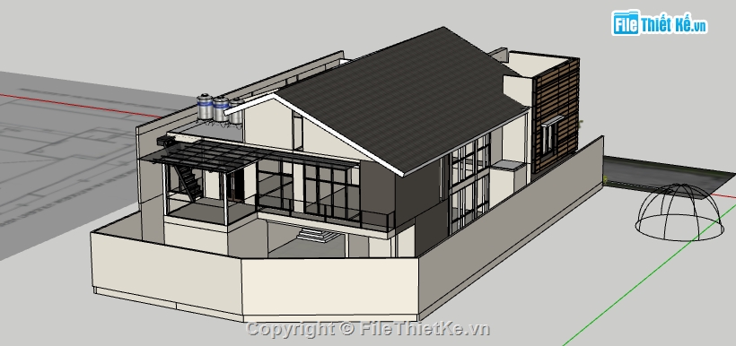 biệt thự 2 tầng hiện đại,file sketchup biệt thự 2 tầng,dựng 3d su nhà biệt thự 2 tầng
