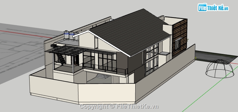 biệt thự 2 tầng hiện đại,file sketchup biệt thự 2 tầng,dựng 3d su nhà biệt thự 2 tầng