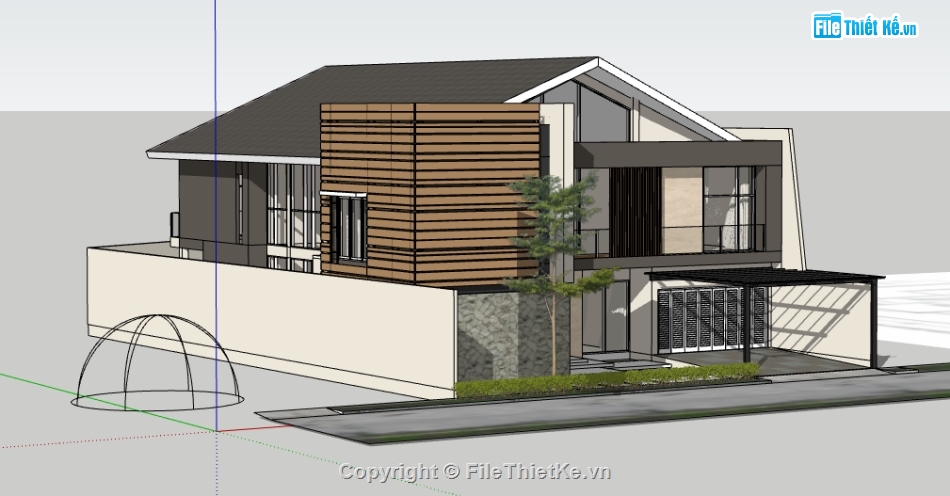 biệt thự 2 tầng hiện đại,file sketchup biệt thự 2 tầng,dựng 3d su nhà biệt thự 2 tầng