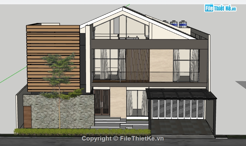 biệt thự 2 tầng hiện đại,file sketchup biệt thự 2 tầng,dựng 3d su nhà biệt thự 2 tầng