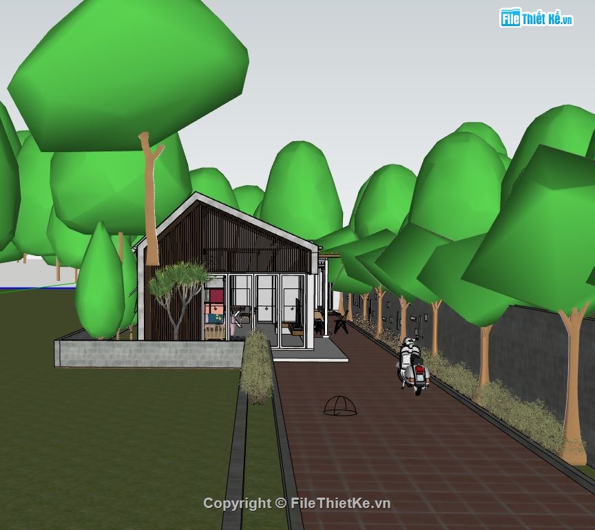 mẫu nhà cấp 4 đẹp,nhà cấp 4 file sketchup,model su nhà cấp 4 đẹp,file sketchup mẫu nhà cấp 4