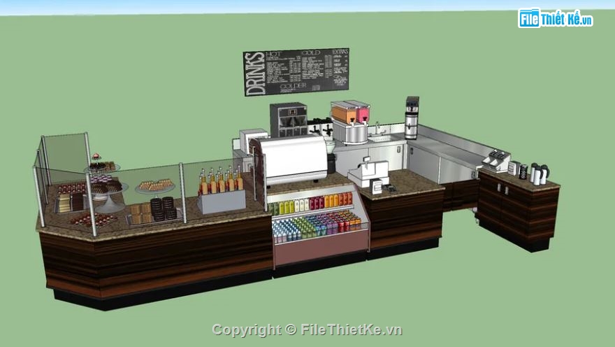 mẫu quán cafe đẹp,sketchup quán cafe,quán cafe sketchup,model su quán cafe