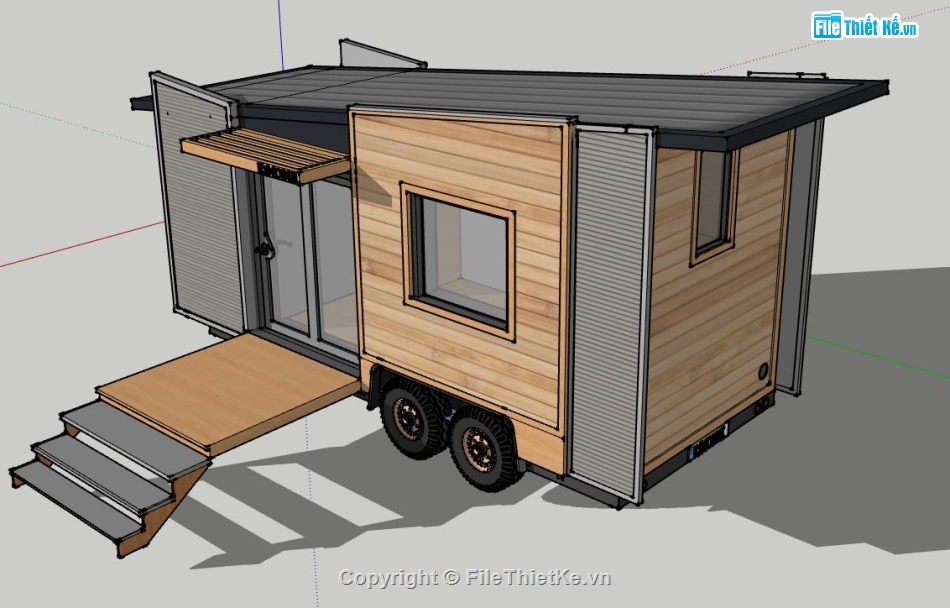 xe bán hàng rong,xe bán hàng lưu động,sketchup cửa hàng,model su xe bán hàng di động