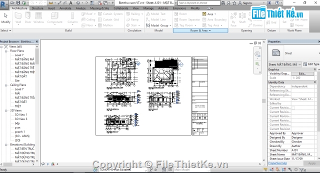 biệt thự nhà vườn,file revit biệt thự,thiết kế biệt thự,Revit biệt thự 6x10m