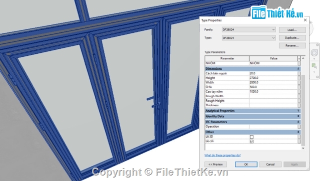 cửa đi,family revit,family cửa,cửa nhôm xingfa,cửa nhôm kính,mat cat he nhom xingfa