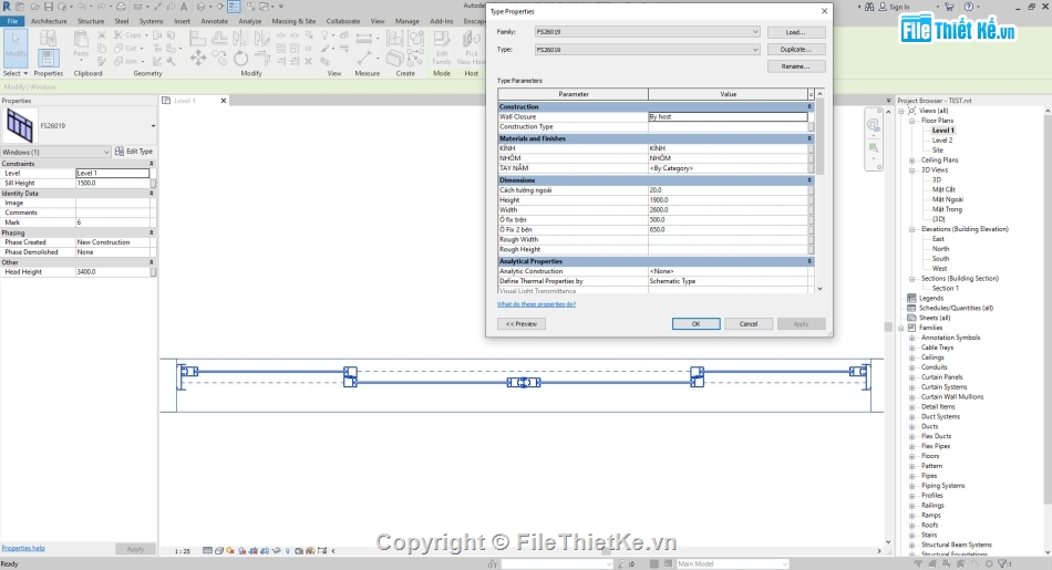 cửa sổ revit,mẫu cửa sổ,cửa nhôm xingfa,xingfa,family cửa,nhôm kính xingfa