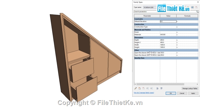 family revit,tủ revit,tủ âm cầu thang,revit,công trình revit,family