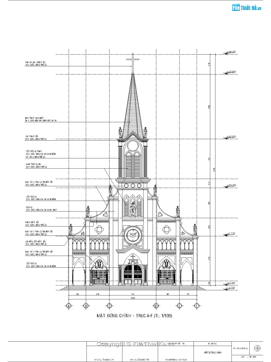 cad nhà thờ,bản vẽ nhà thờ,bản vẽ nhà thờ đạo,nhà thờ