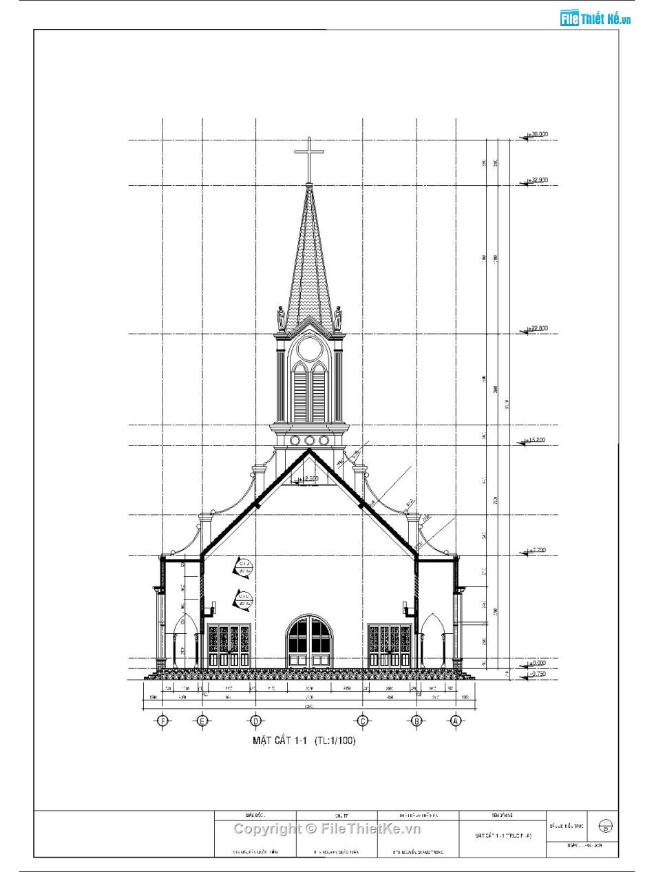 cad nhà thờ,bản vẽ nhà thờ,bản vẽ nhà thờ đạo,nhà thờ