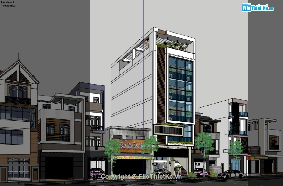 nhà 6 tầng,thiết kế nhà phố 6 tầng,quán cafe sketchup,mẫu nhà phố 6 tầng,Su quán cafe 6 tầng,sketchup cafe 6 tầng