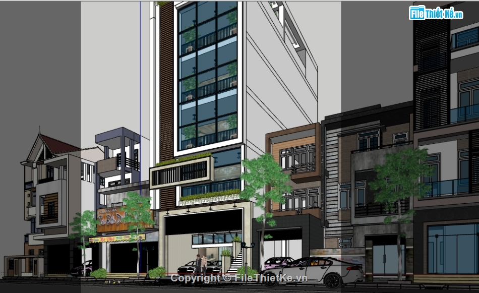 nhà 6 tầng,thiết kế nhà phố 6 tầng,quán cafe sketchup,mẫu nhà phố 6 tầng,Su quán cafe 6 tầng,sketchup cafe 6 tầng