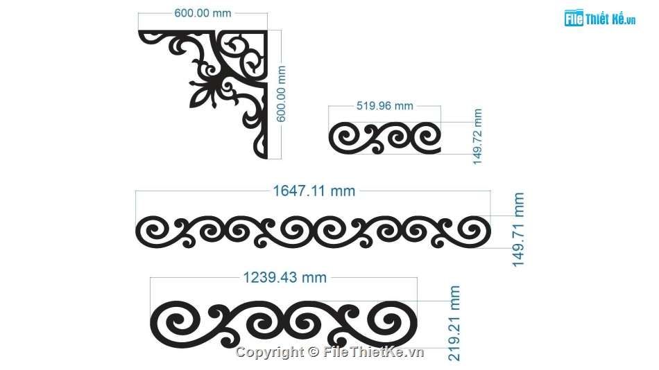 hoa văn mái kính,hoa góc,diềm mái kính