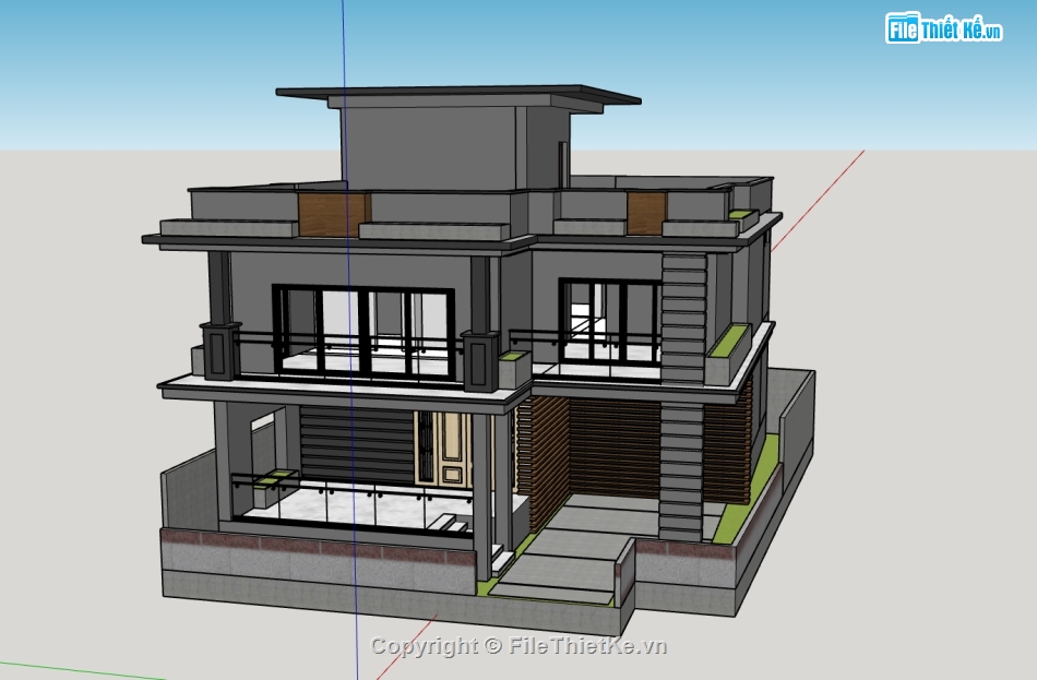 biệt thự 2 tầng file su,model su biệt thự 2 tầng,model 3d biệt thự 2 tầng,file sketchup biệt thự 2 tầng