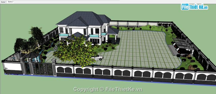 biệt thự 2 tầng,biệt thự sketchup,3d sketchup biệt thự 2 tầng,file sketchup biệt thự 2 tầng,model sketchup biệt thự 2 tầng