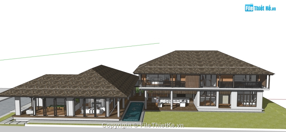 nhà nghỉ dưỡng sketchup,File sketchup homestay,homestay sketchup