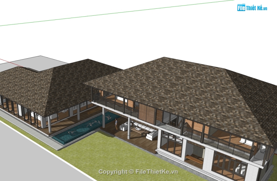 nhà nghỉ dưỡng sketchup,File sketchup homestay,homestay sketchup