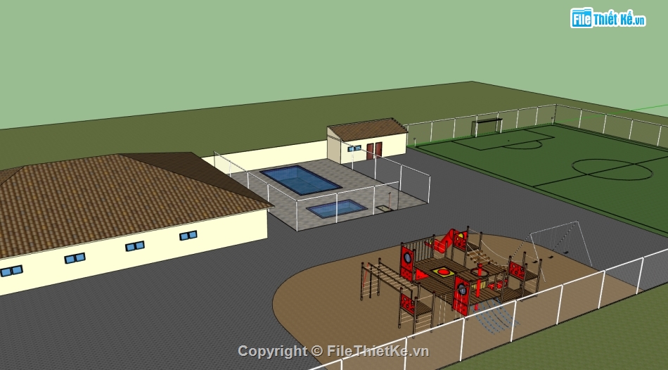 khu vui chơi,khu vui chơi thể thao,khu phức hợp,3d khu phức hợp,dựng sketchup khu phức hợp