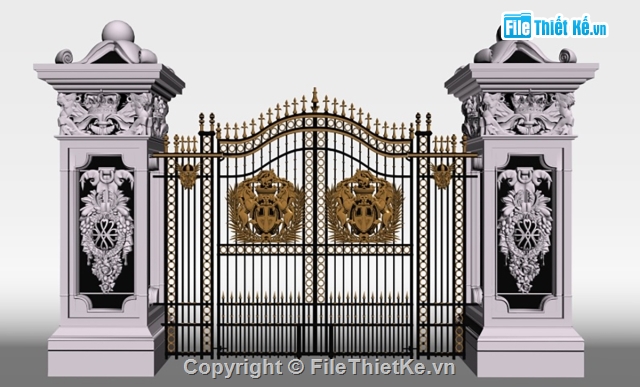 Mẫu cổng nhôm đúc,Mẫu cổng file 3D Max,File max mẫu cổng đẹp,Mẫu cổng file 3d,Mẫu cổng đẹp