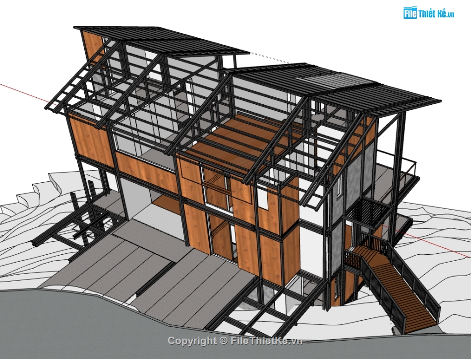 model su  nhà kết cấu thép,file 3d  nhà kết cấu thép,3d nhà kết cấu thép,sketchup nhà kết cấu thép