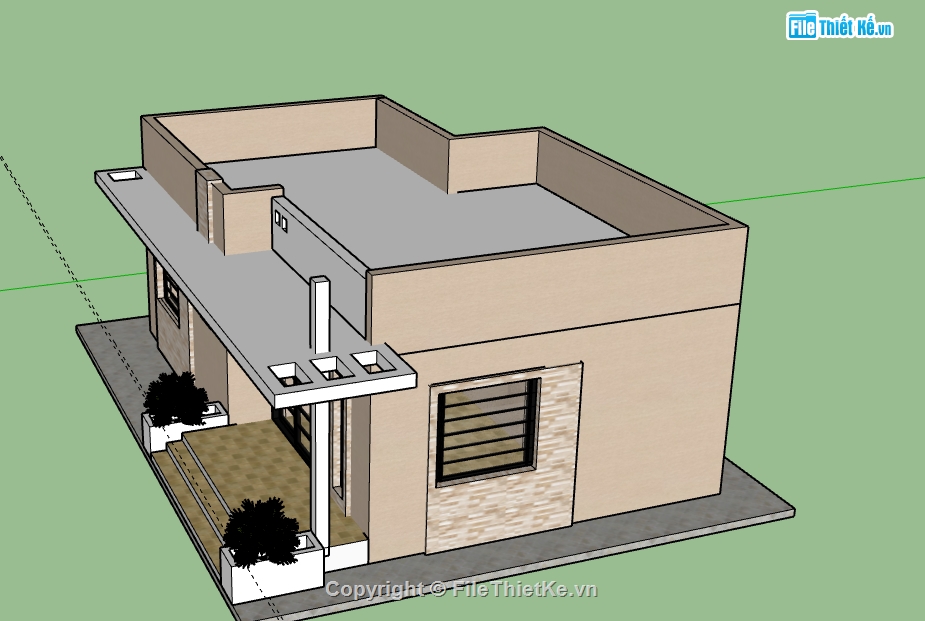 nhà 1 tầng,file 3d nhà 1 tầng,model 3d nhà 1 tầng,model su nhà 1 tầng,file sketchup nhà 1 tầng