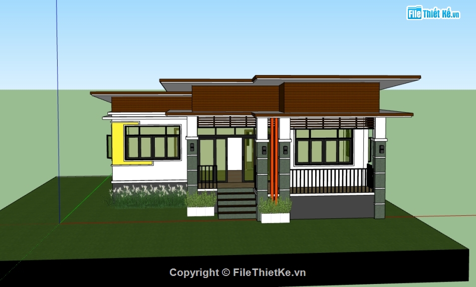 3d nhà 1 tầng,model su  nhà 1 tầng,model sketchup  nhà 1 tầng,file sketchup  nhà 1 tầng,file su  nhà 1 tầng