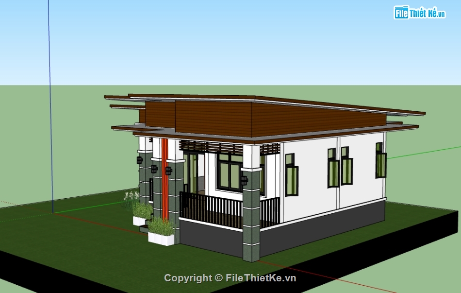 3d nhà 1 tầng,model su  nhà 1 tầng,model sketchup  nhà 1 tầng,file sketchup  nhà 1 tầng,file su  nhà 1 tầng