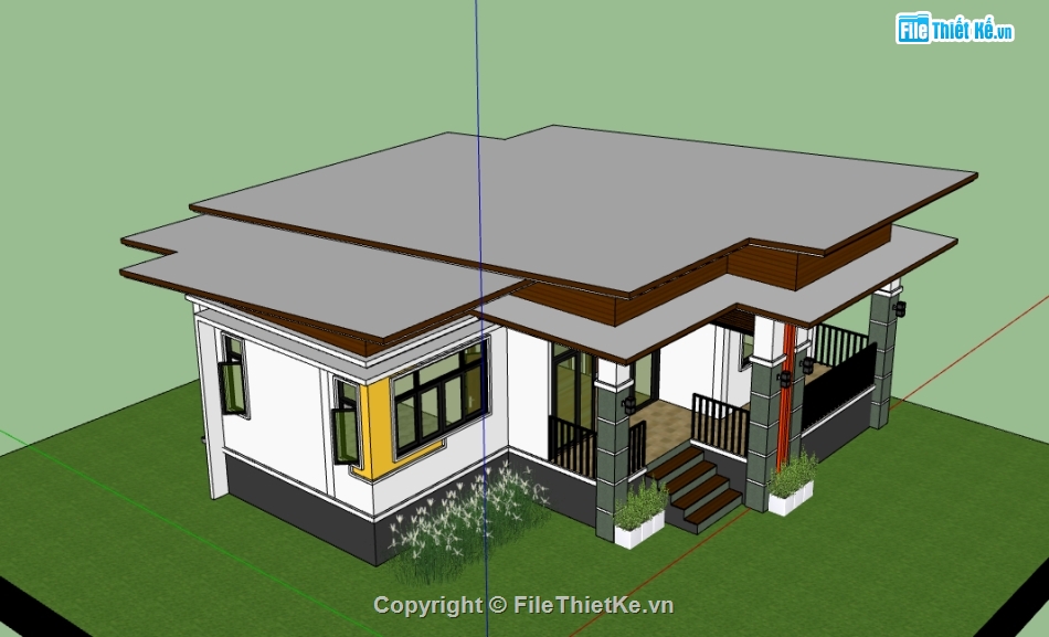 3d nhà 1 tầng,model su  nhà 1 tầng,model sketchup  nhà 1 tầng,file sketchup  nhà 1 tầng,file su  nhà 1 tầng